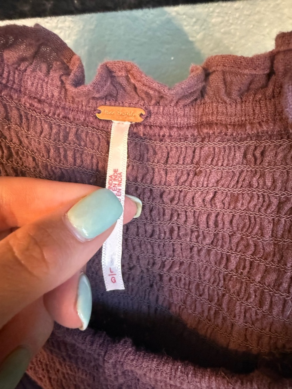 Free People Happy With You Mini Dress Smocked Off Shoulder Boho Size L - Picture 4 of 4